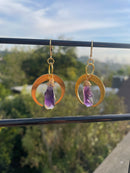 Crescent Moon Amethyst Crystal Earrings