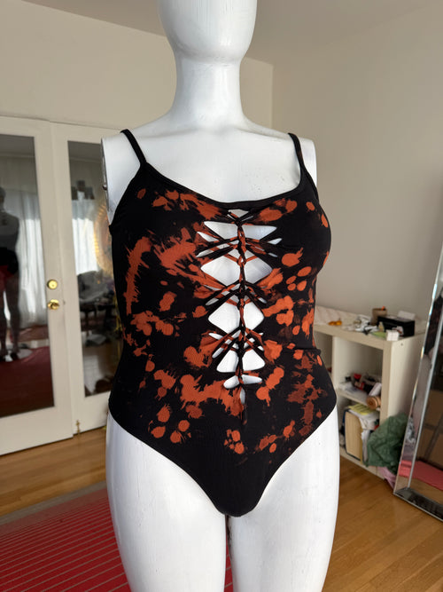 OOAK Ebony Fiery Bodysuit+ (XL, 1X, 2X, 3X only)