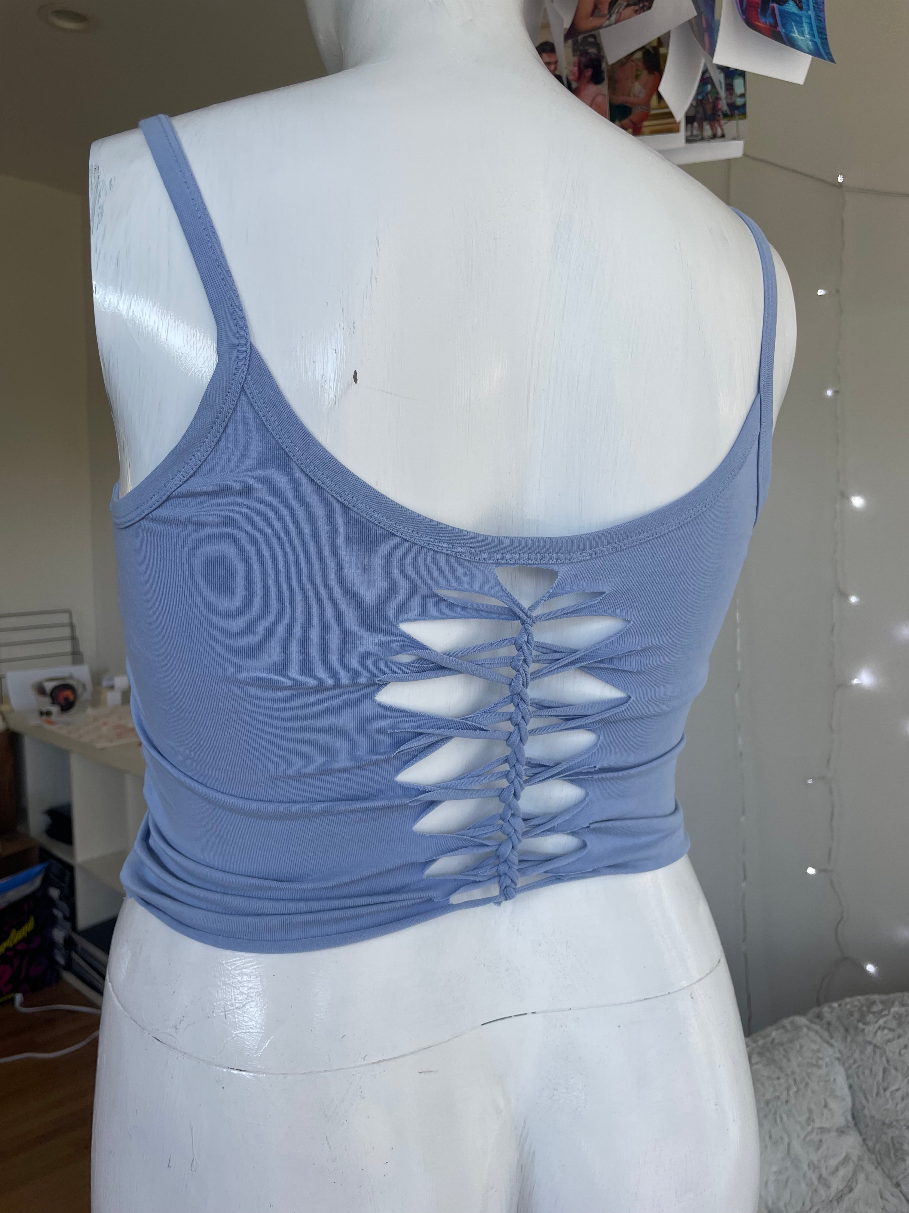 OOAK Forget Me Not Blue Croptop L/XL