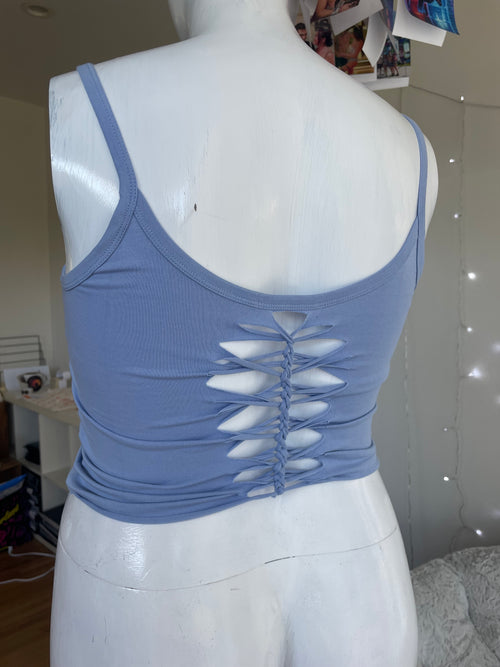 OOAK Forget Me Not Blue Croptop L/XL