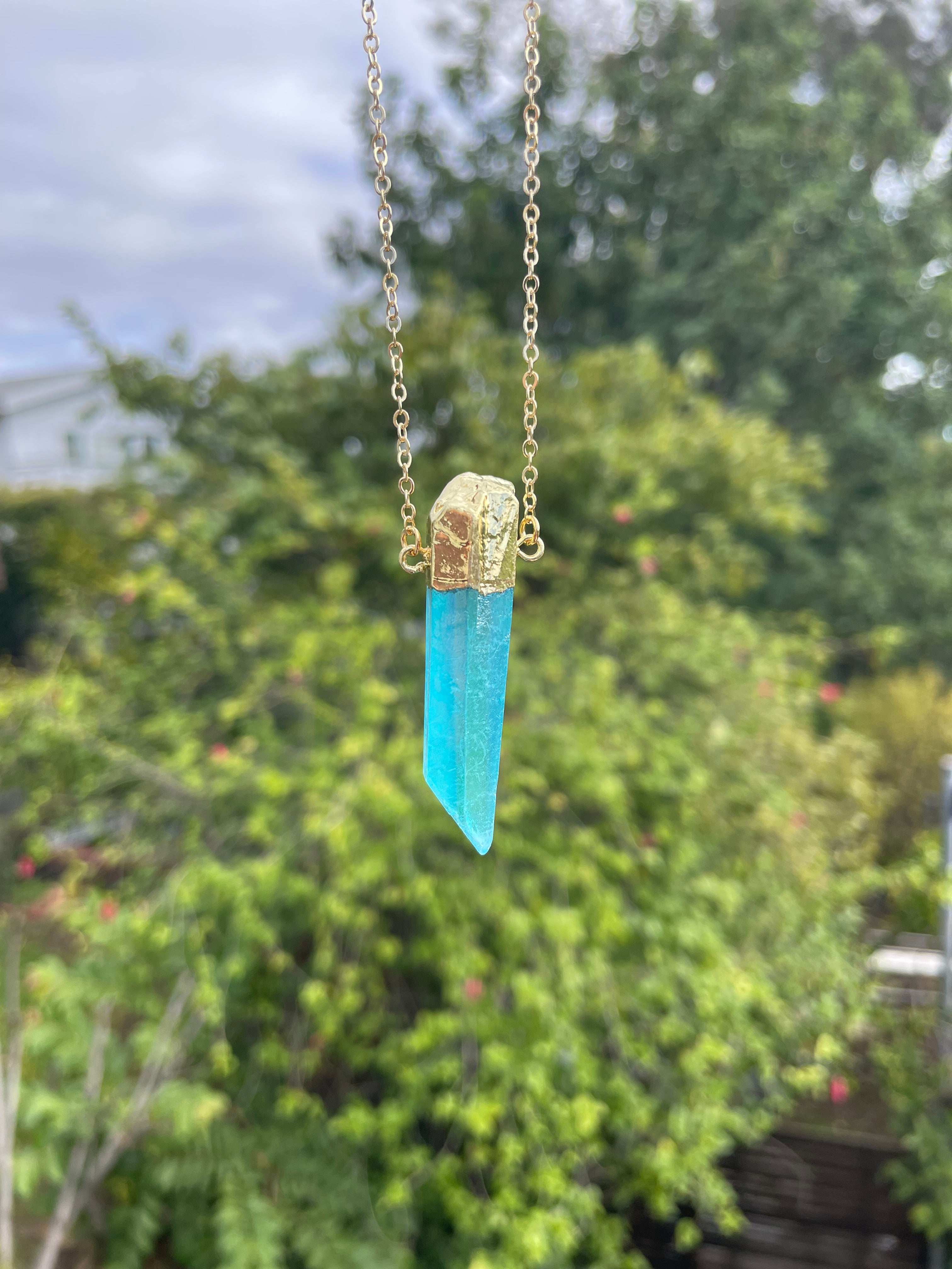 Aqua Electroplated Pendant