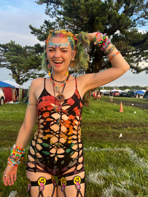 Ebony Rainbow Tiedye Romper