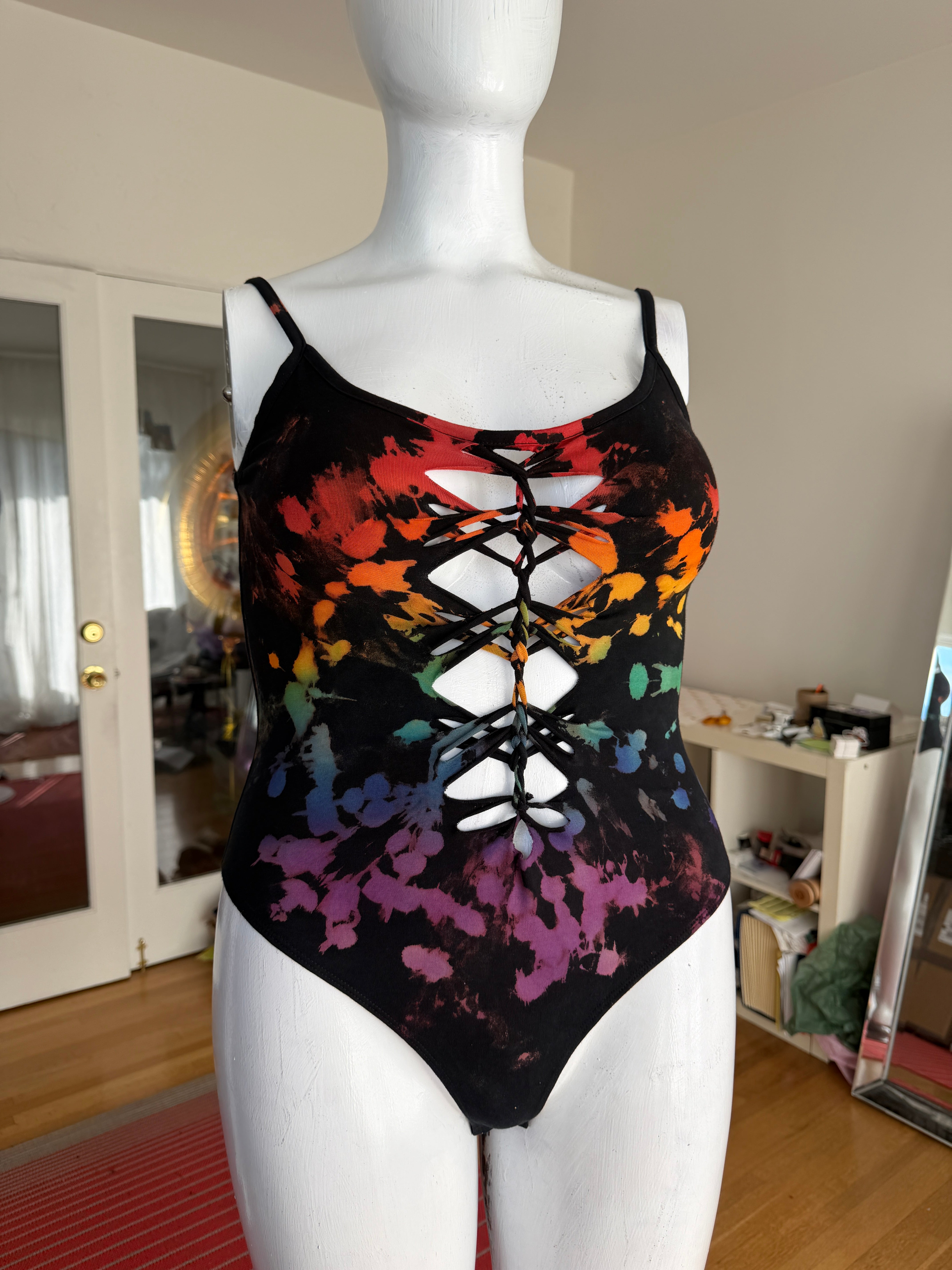 OOAK Ebony Rainbow Bodysuit+(XL, 1X, 2X, 3X only)