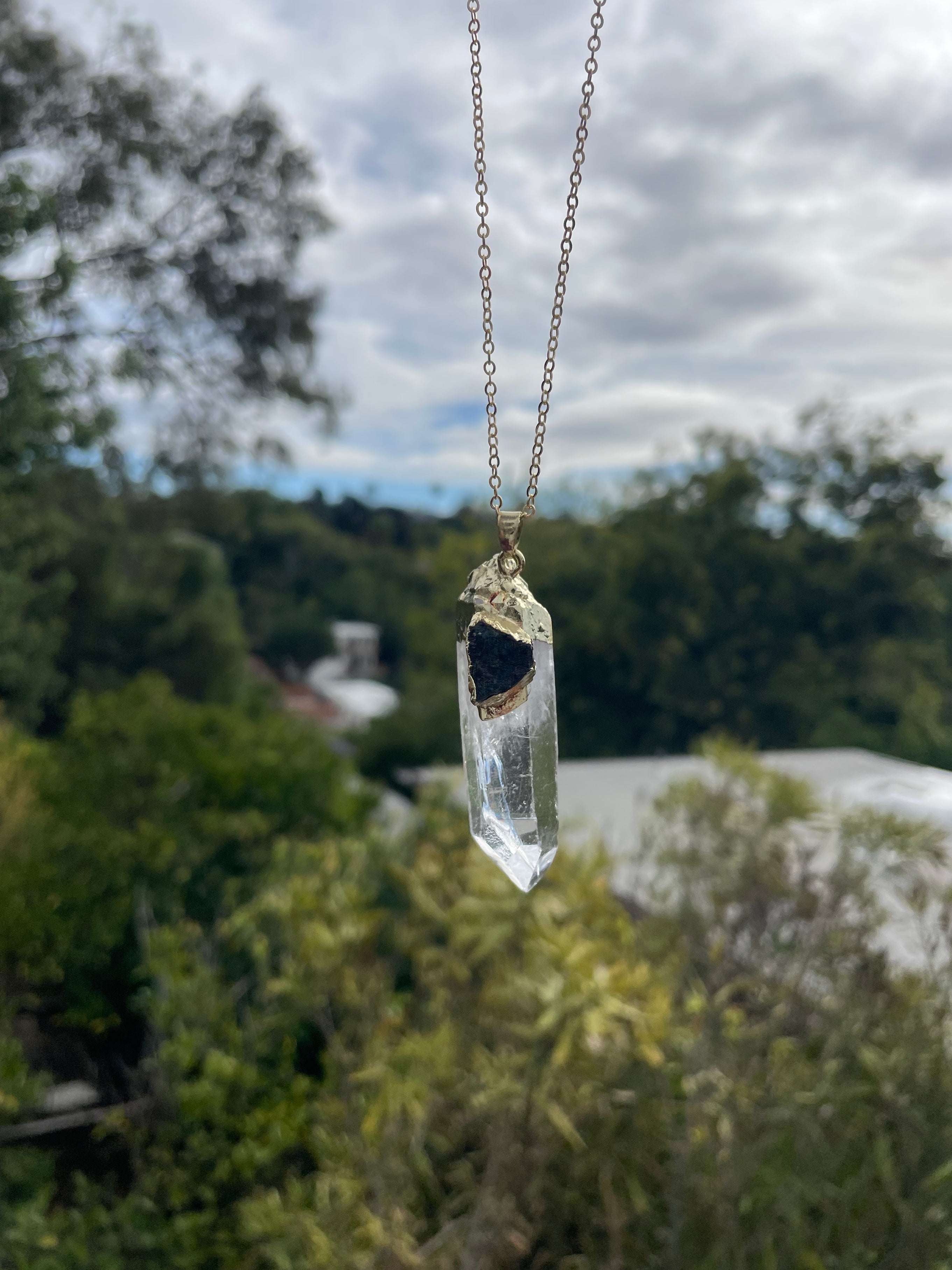 Quartz Crystal w/Tourmaline Pendant