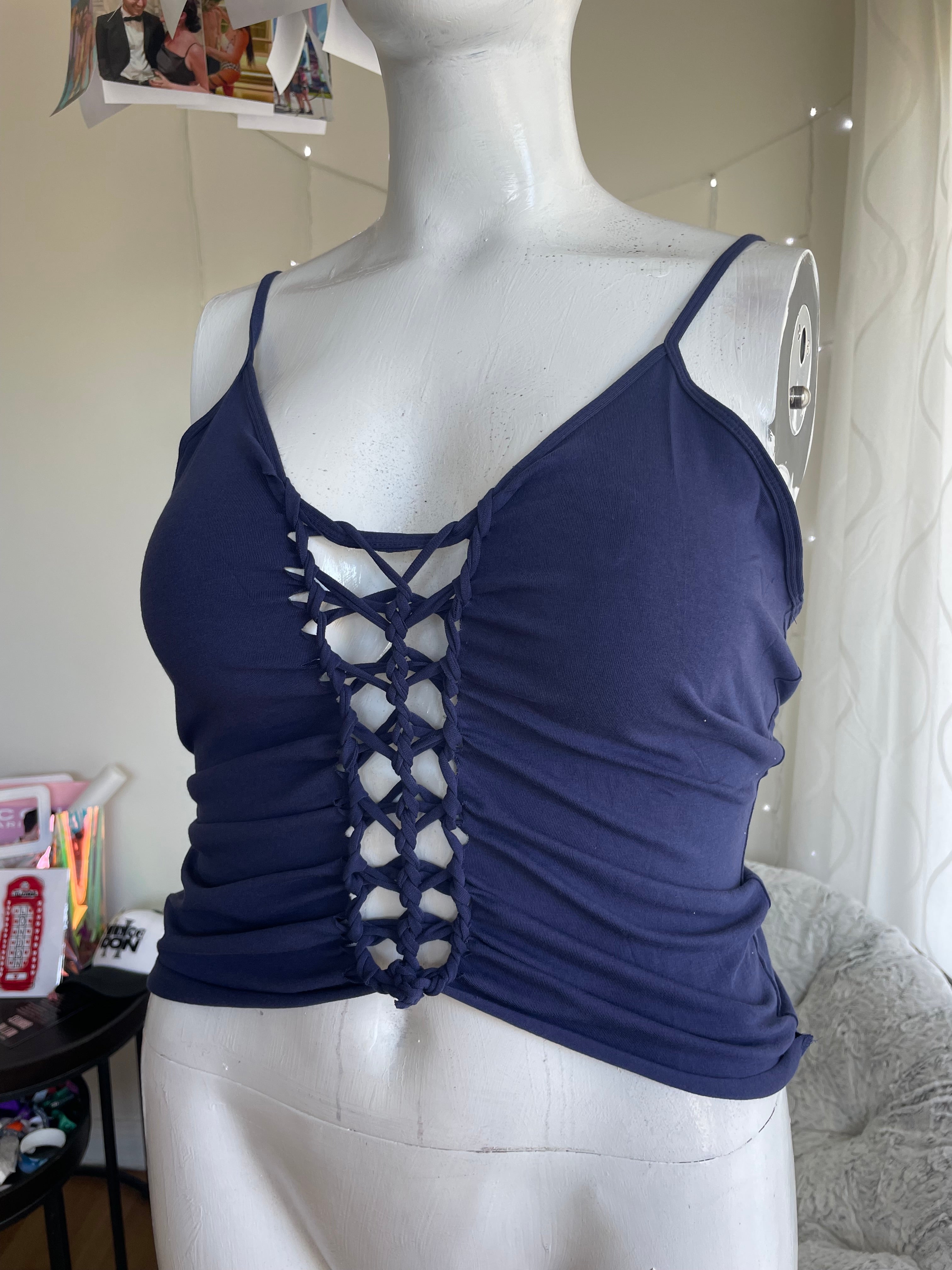OOAK Navy Blue Croptop Size XL & 3XL
