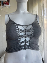 OOAK Heather Grey Croptop Size XL