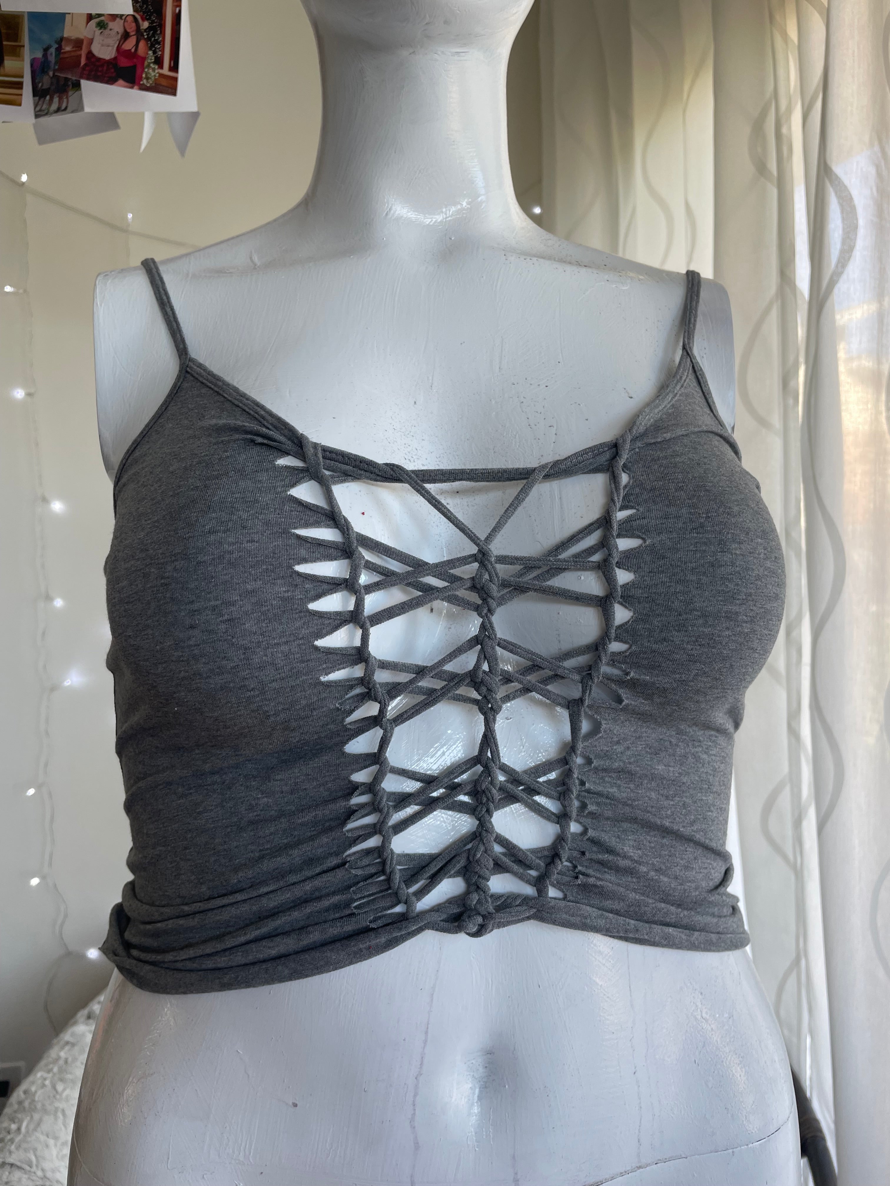 OOAK Heather Grey Croptop Size XL