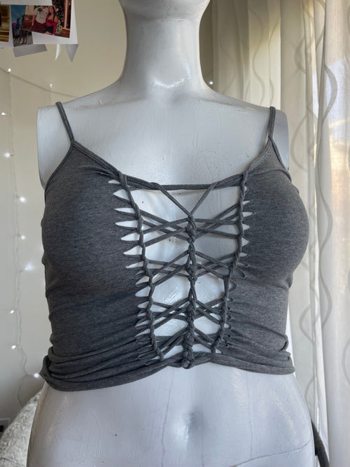 OOAK Heather Grey Croptop Size XL