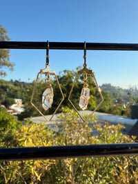 Rainbow Quartz Pentagon Earrings