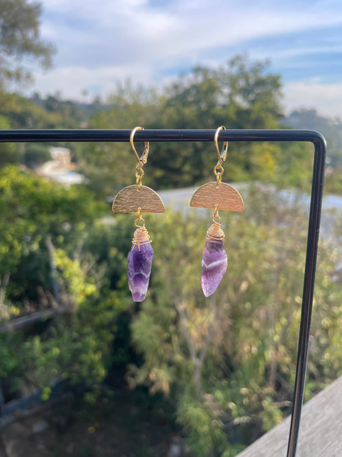 Umbrella Amethyst Crystal Earrings