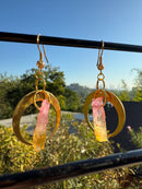 Crescent Moon Sunset Crystal Earrings