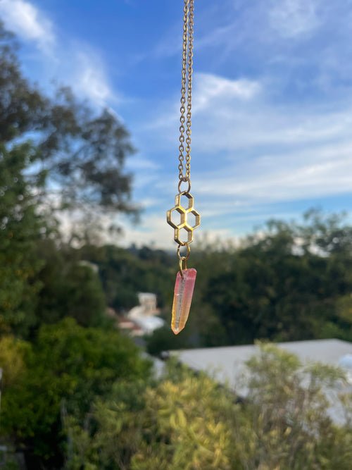 Honeycomb Sunset Crystal Pendant
