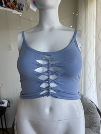 OOAK Forget Me Not Blue Croptop L/XL