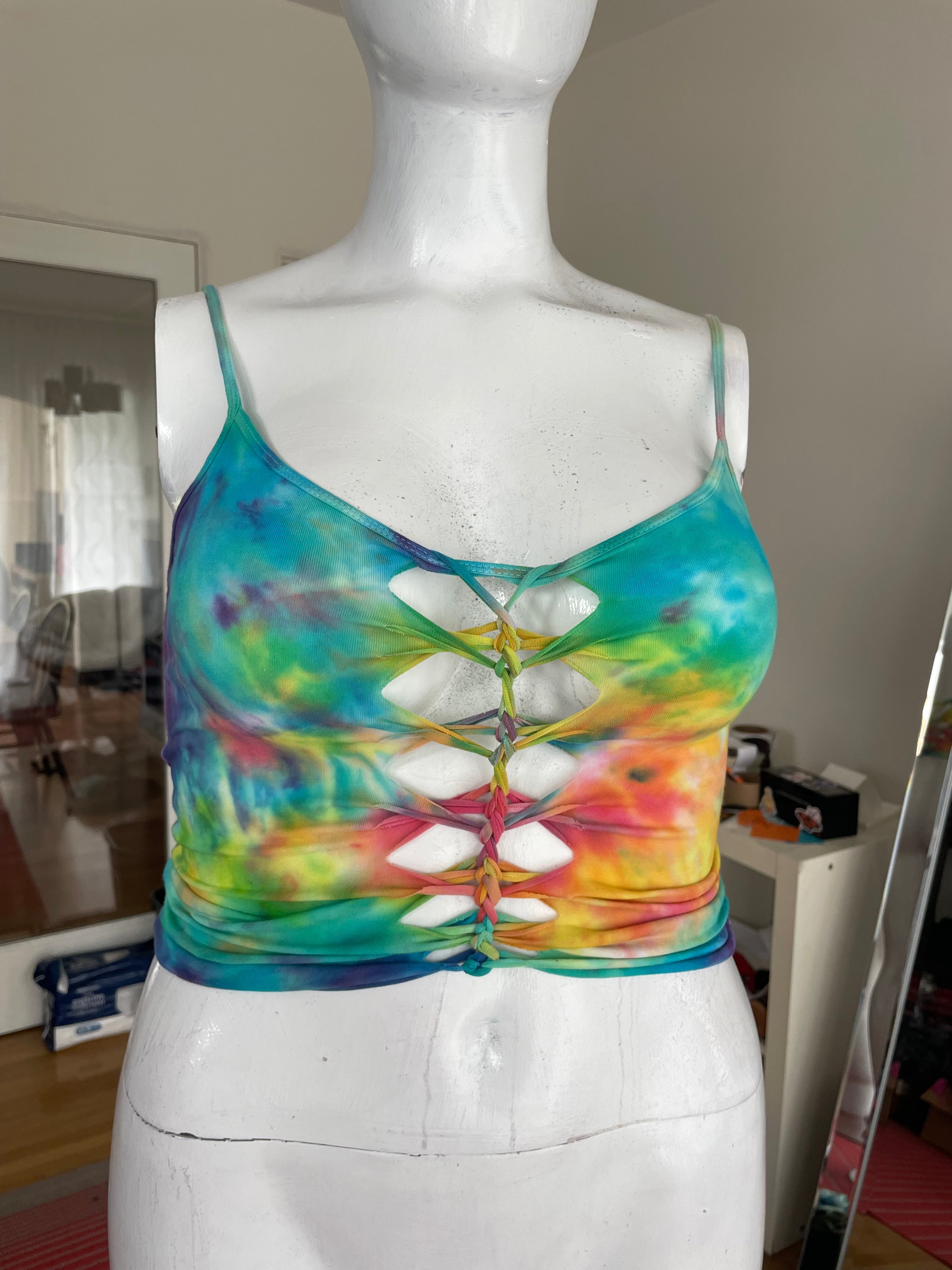 OOAK Rainbow Croptop size L