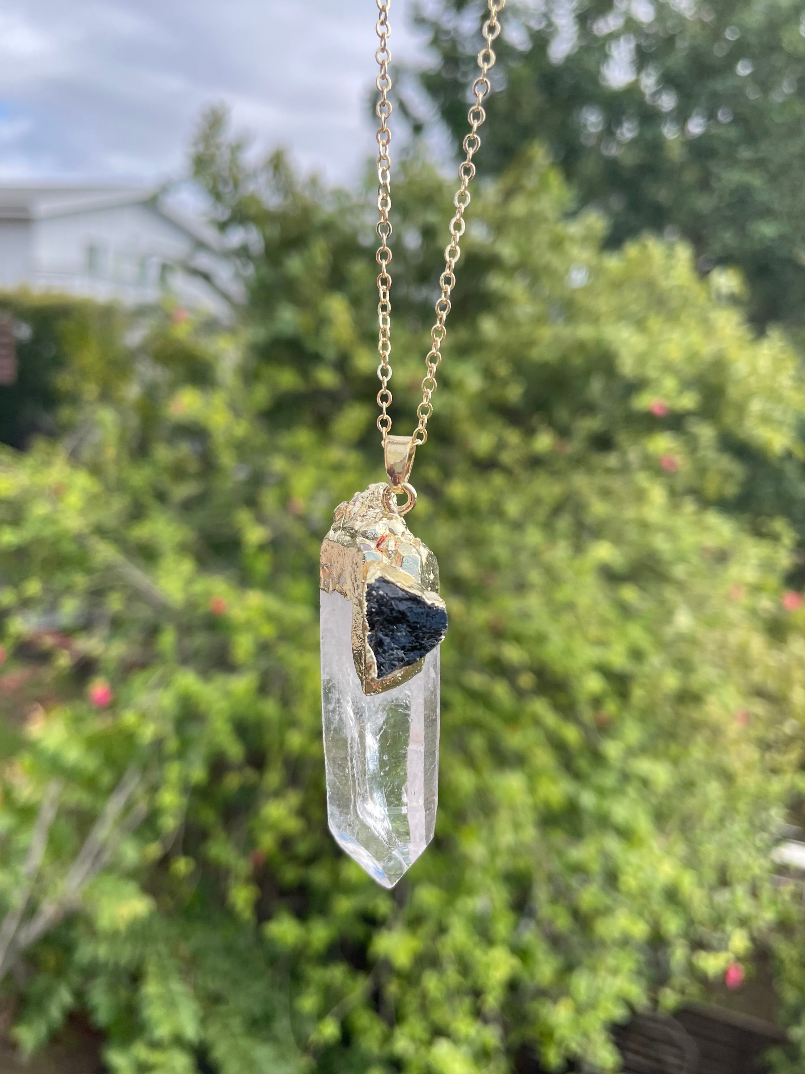 Quartz Crystal w/Tourmaline Pendant