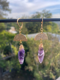 Umbrella Amethyst Crystal Earrings