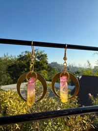 Crescent Moon Sunset Crystal Earrings
