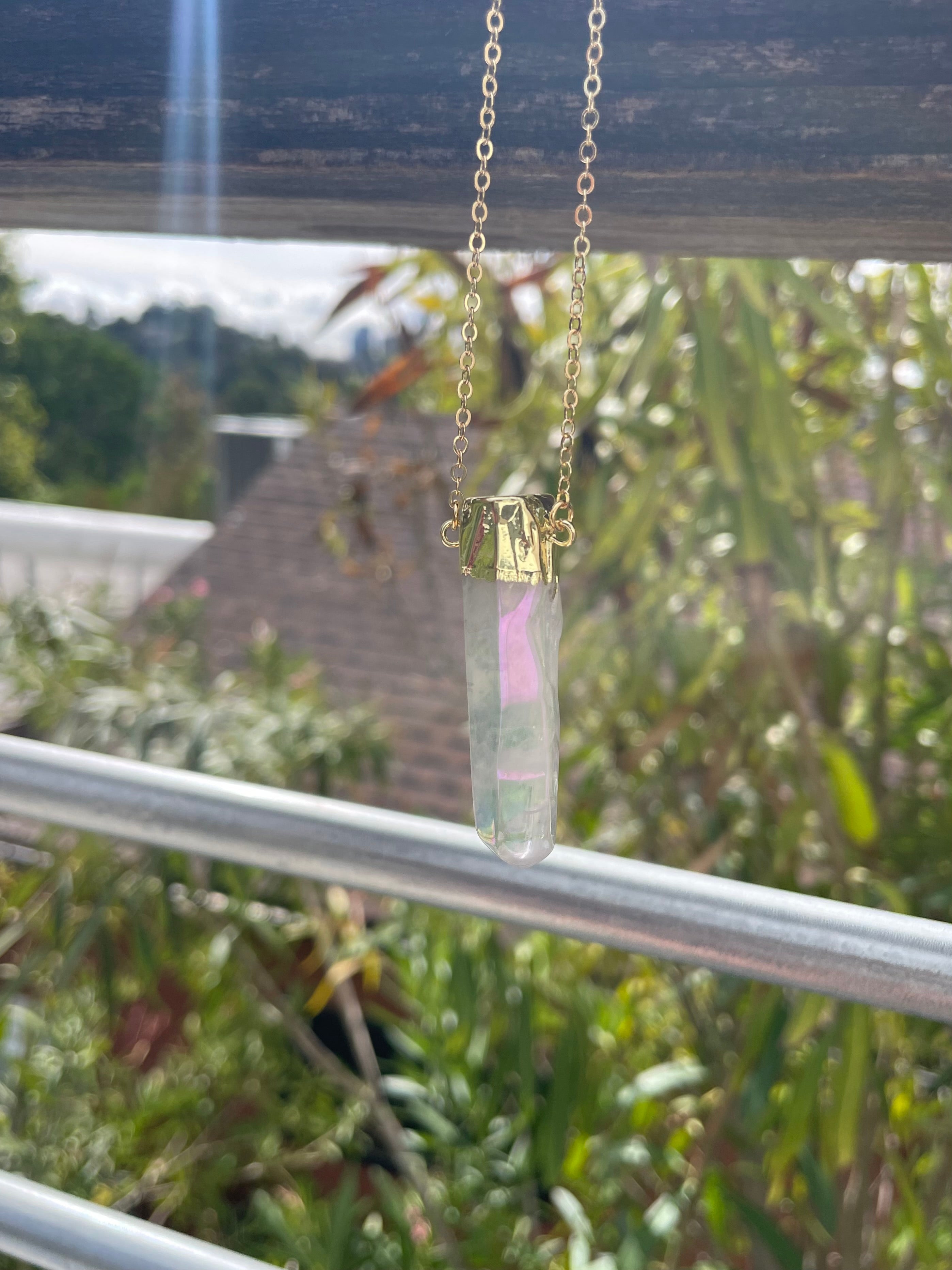 Rainbow Quartz Crystal Pendant