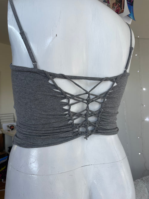 OOAK Heather Grey Croptop Size XL