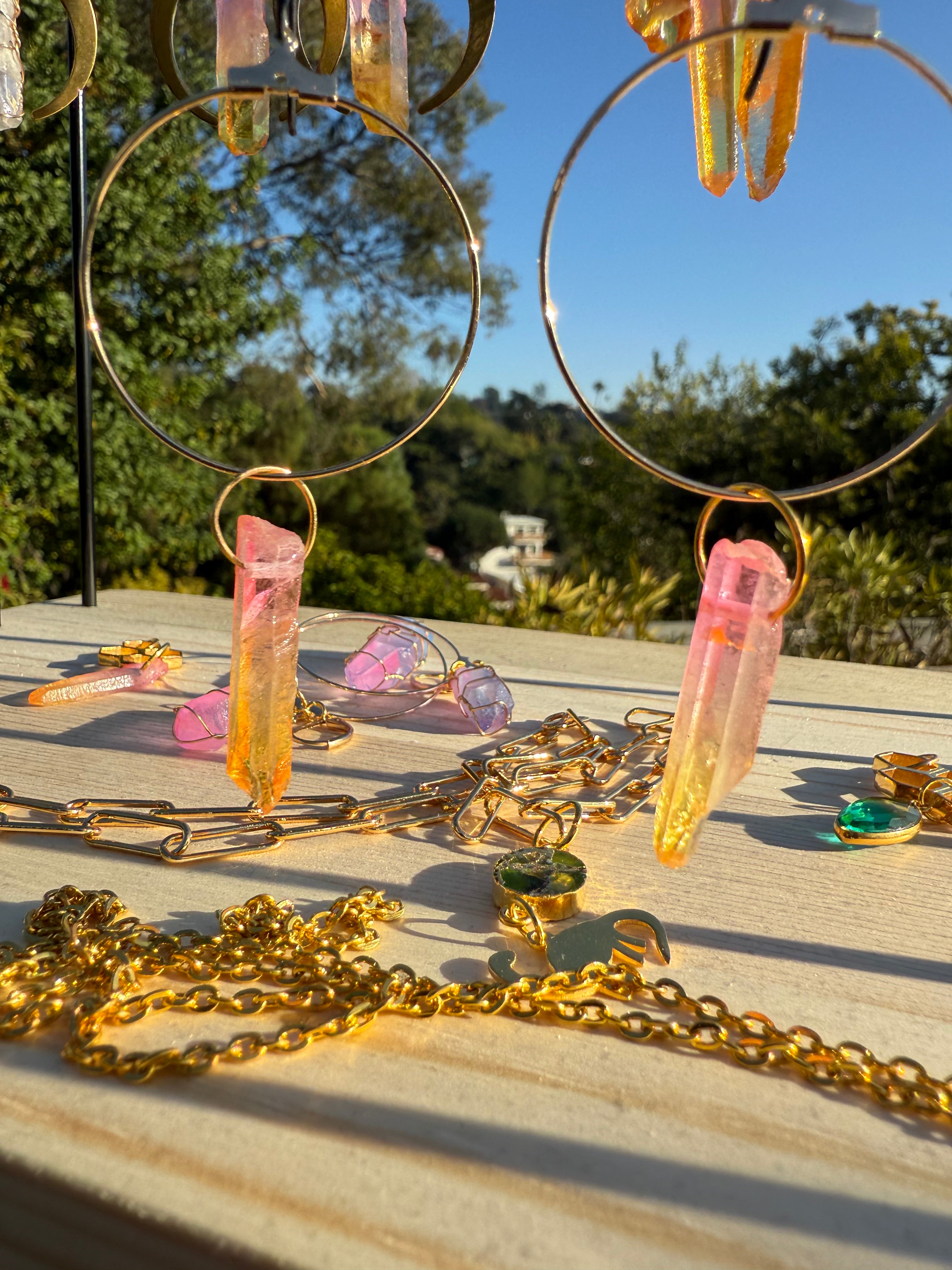Single Sunset Crystal Hoops