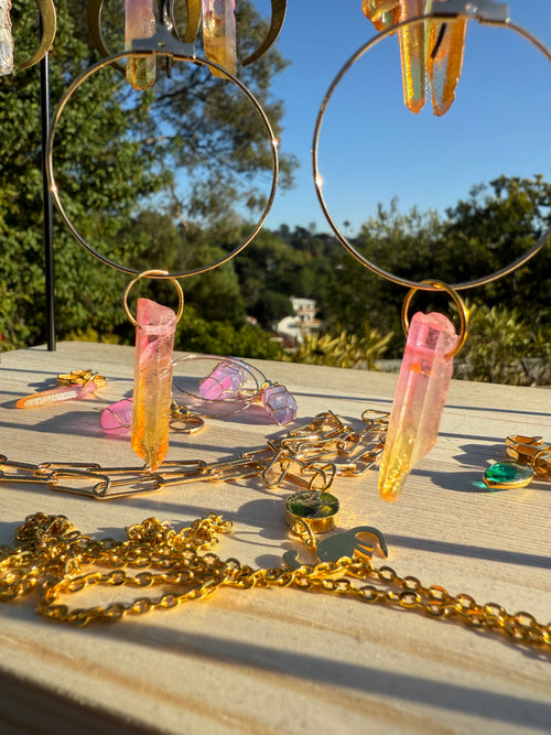 Single Sunset Crystal Hoops