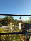 Crescent Moon Rainbow Quartz Earrings