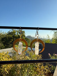 Crescent Moon Rainbow Quartz Earrings