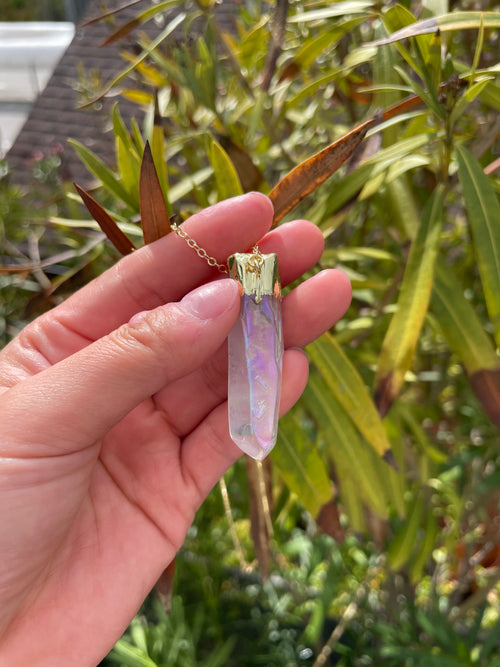 Rainbow Quartz Crystal Pendant