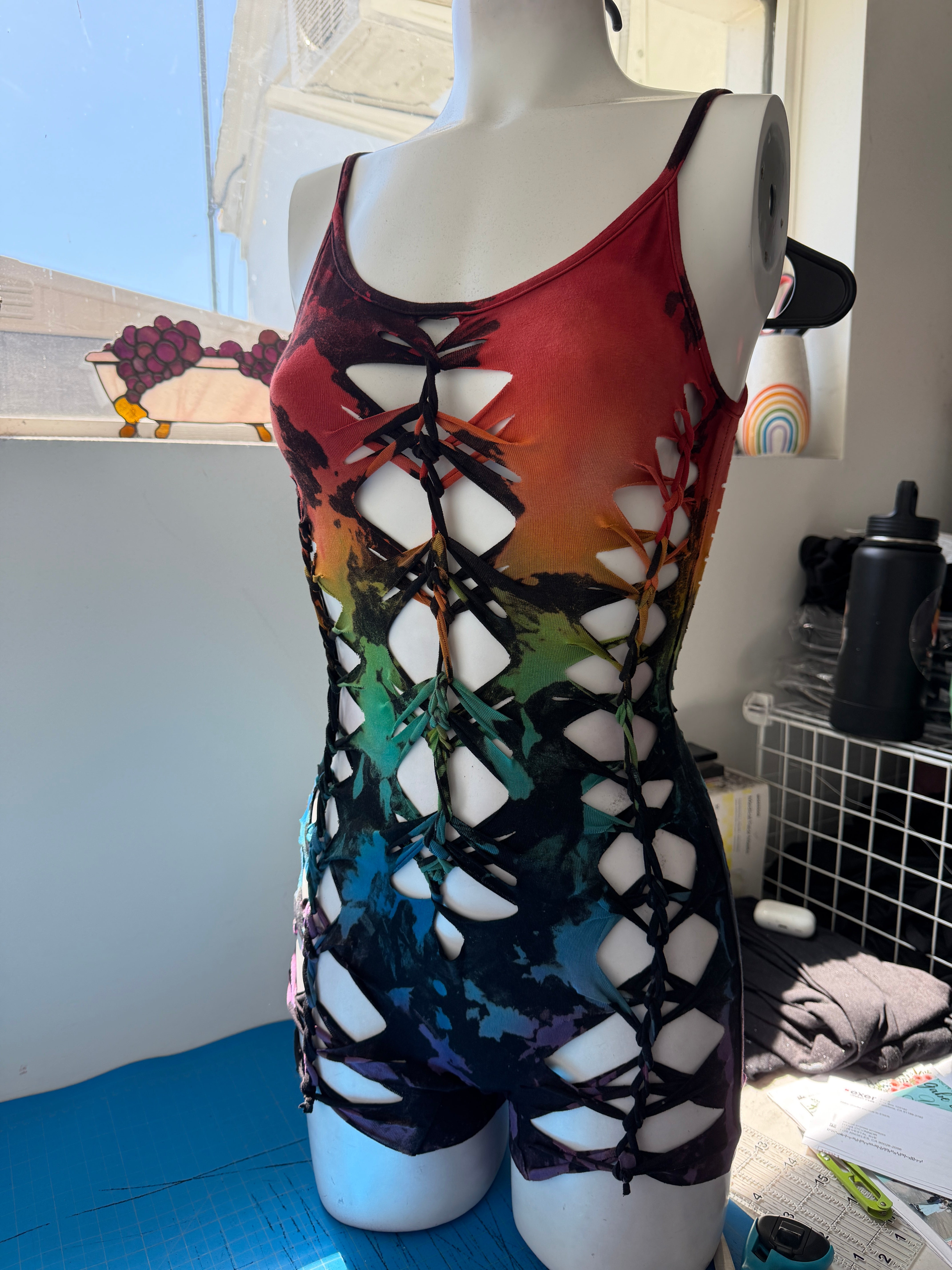 SALE Ebony Rainbow Tiedye Romper size Small/Medium