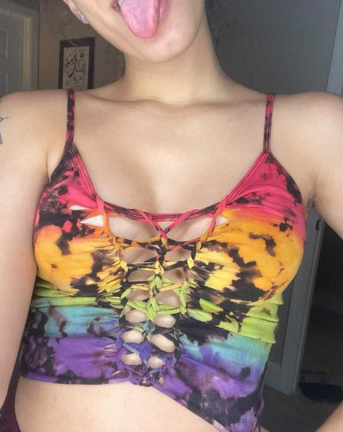 Ebony Rainbow Tiedye Diamond Croptop